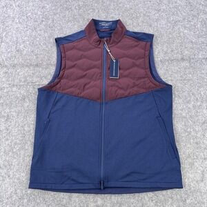 Holderness & Bourne Morris Vest Mens Large Navy Maroon Quilted Golf Insulated